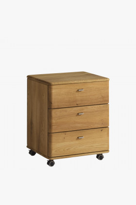 Massivholz Kommode mit 3 Schubladen und Rollen naturholz